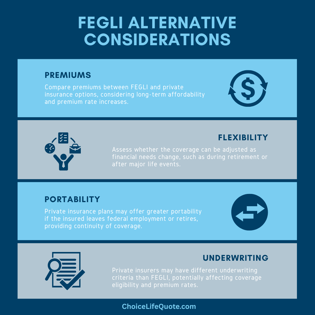 FEGLI alternative considerations infographic FEGLI alternative considerations infographic